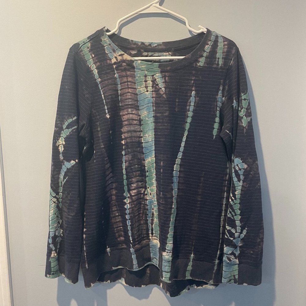 Great Tie-Dye Ruff Hewn Sweatshirt Medium Soft and Stretchy Blue Teal